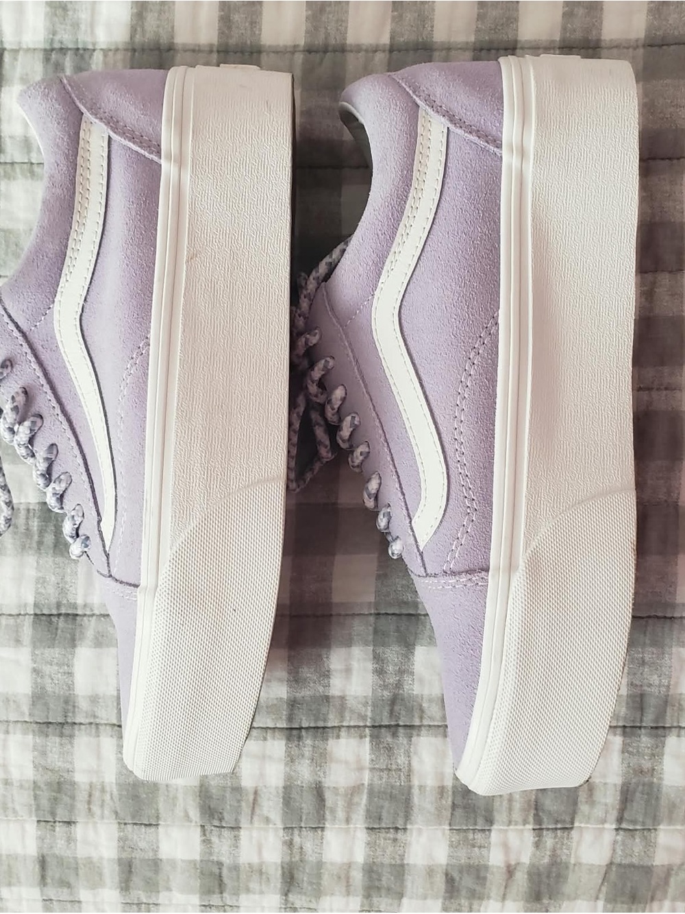 Vans Lilac/Lavender Platform Lace-Up Sneakers with White Side Stripe
